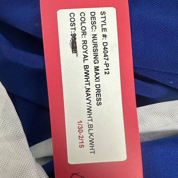 Maternal America Royal Blue Nursing Maxi Dress With Ivory Trim S - Picture 6 of 7